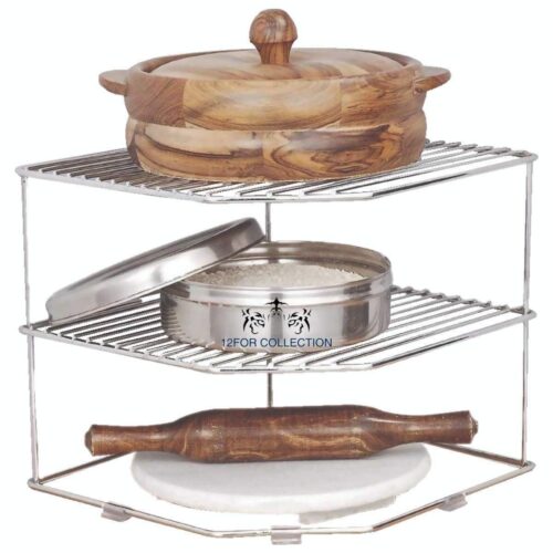 Stainless Steel 3-Tier Countertop Storage Rack For Corners